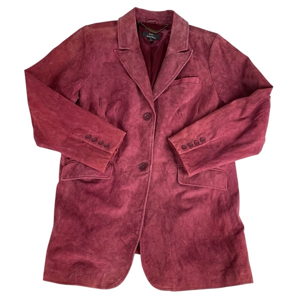 Dennis Basso‎ Women's Suede Leather Jacket Coat Maroon Burgundy Wine  Size 1X - Picture 1 of 11